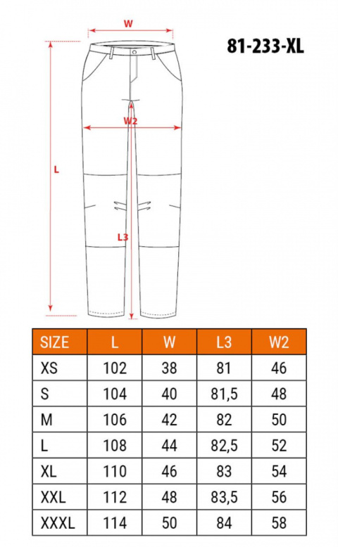 Spodnie robocze 5-kieszeniowe DENIM, czarne, XL 81-233 Spodnie robocze 5-kieszeniowe DENIM, czarne, XL 81-233