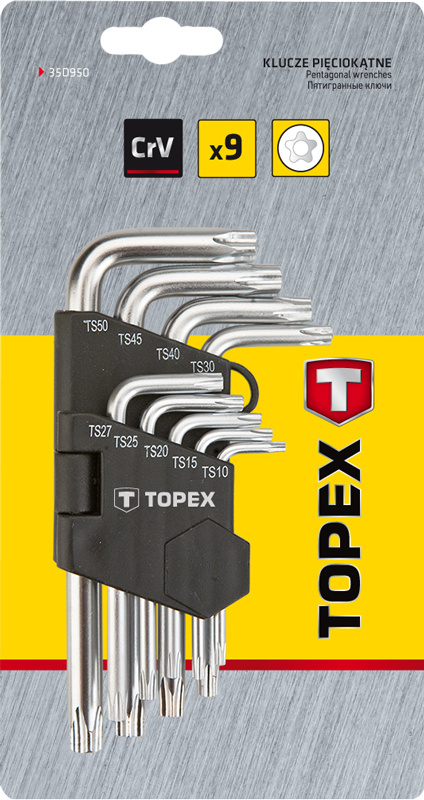 Klucze TORX SECURITY T10-T50,9 szt. TOPEX Klucze TORX SECURITY T10-T50,9 szt. TOPEX