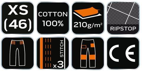 Spodnie robocze Neo Garage XS, 100% bawełna rip stop Spodnie robocze Neo Garage XS, 100% bawełna rip stop