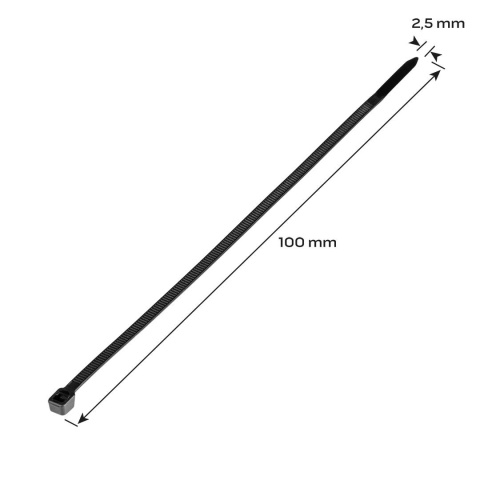 Opaski zaciskowe 2.5 x 100 mm, 100 szt., czarne Opaski zaciskowe 2.5 x 100 mm, 100 szt., czarne