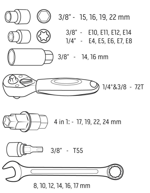 Zestaw narzędzi do motocykla - 25 szt. Zestaw narzędzi do motocykla - 25 szt.