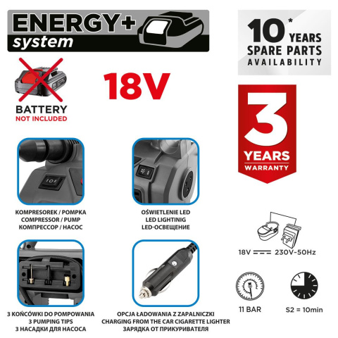 Kompresor Energy+ 18V bez akumulatora Kompresor Energy+ 18V bez akumulatora