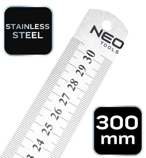 Przymiar liniowy 30 cm, stal nierdzewna Przymiar liniowy 30 cm, stal nierdzewna